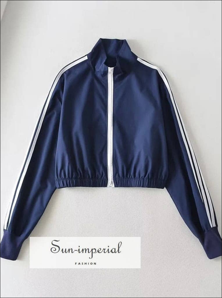 Sun Imperial - Wholesale Tracksuit - Women's - Women Striped Training Tracksuit Set With Double Zip Jacket2