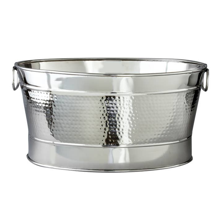 Elegance - Wholesale Ice Bucket - Hammered Oval Party Tub, 20.5"x14"x9"