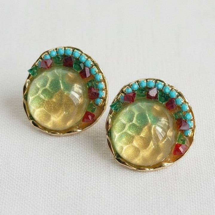 Vintage Palace Style Colored Glaze Stud Earrings for wholesale by Ellemadera