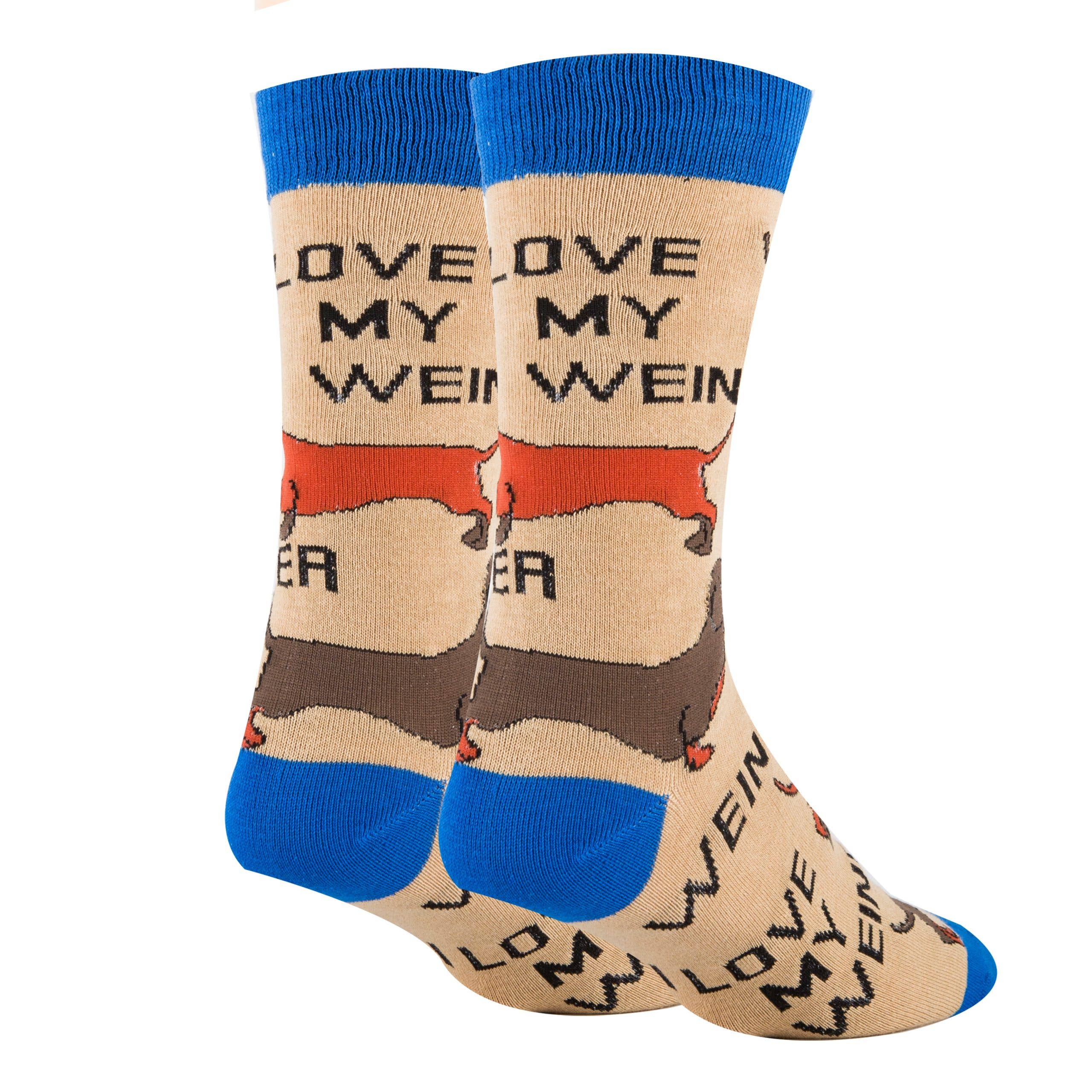 Oooh Yeah/Sock It Up/Oooh Geez Slippers - Wholesale Socks - Men&#x27;s - Love My Weiner | Men&#x27;s Cotton Crew Funny Socks1