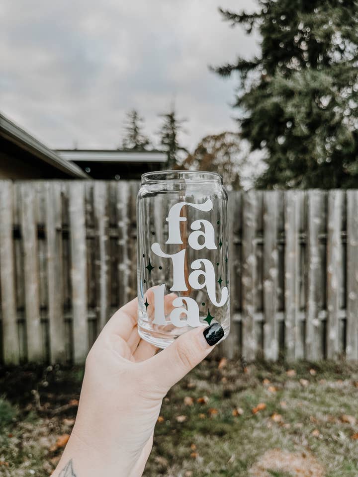 Fa La La Christmas Glass for wholesale by Rooted Grace Co
