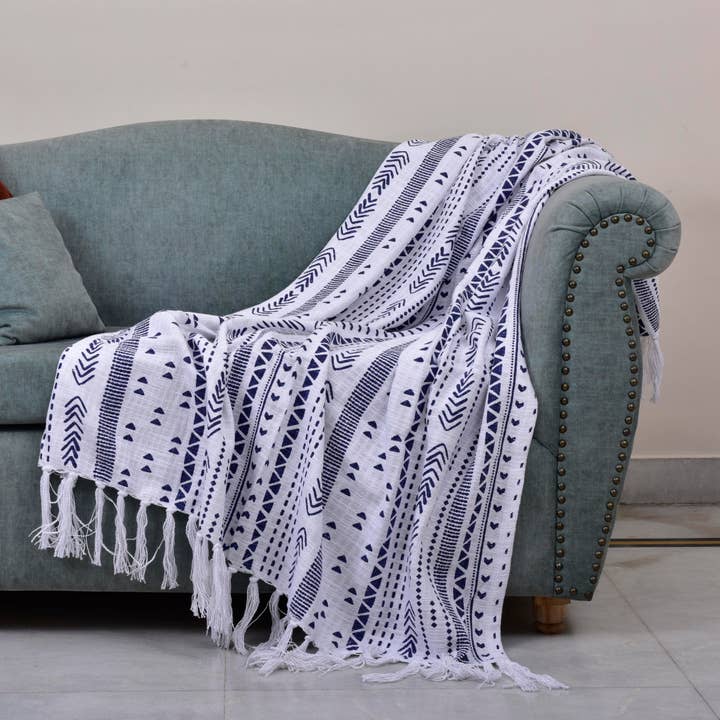 Spitiko Homes copriletto fiammato 100% cotone 50"X60" per la vendita all'ingrosso da parte di Spitiko Homes