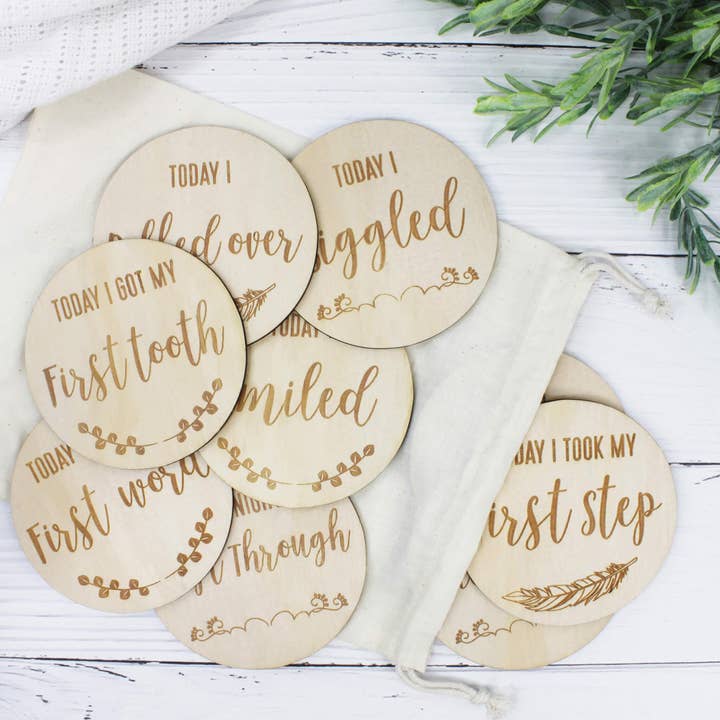 Wooden Milestone Discs - Stages for wholesale by Meridian Etch