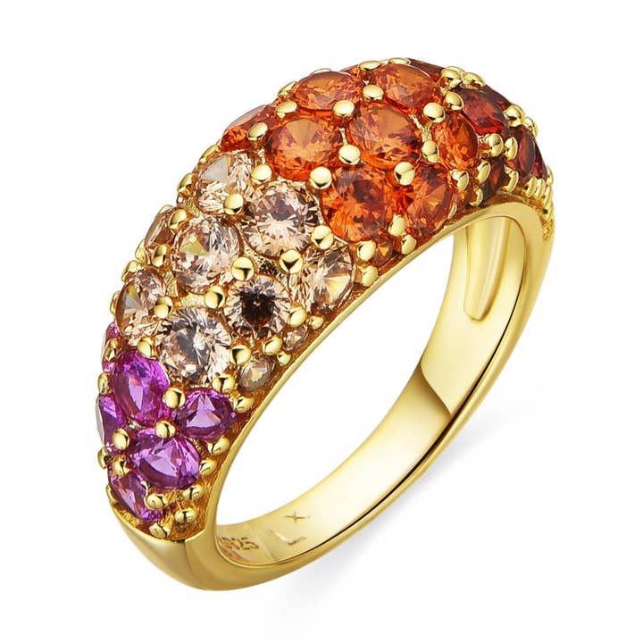 Anello Luxenter in Argento Sterling 925 e Zirconia Multicolore placcato oro 18k - Abxi per la vendita all'ingrosso da parte di Luxenter