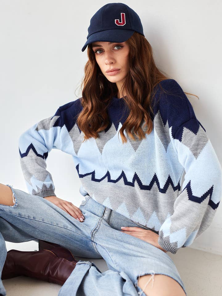 Dames Sweatshirt Oversized Lana Blauw voor wholesale door Handmade Originals Ukraine