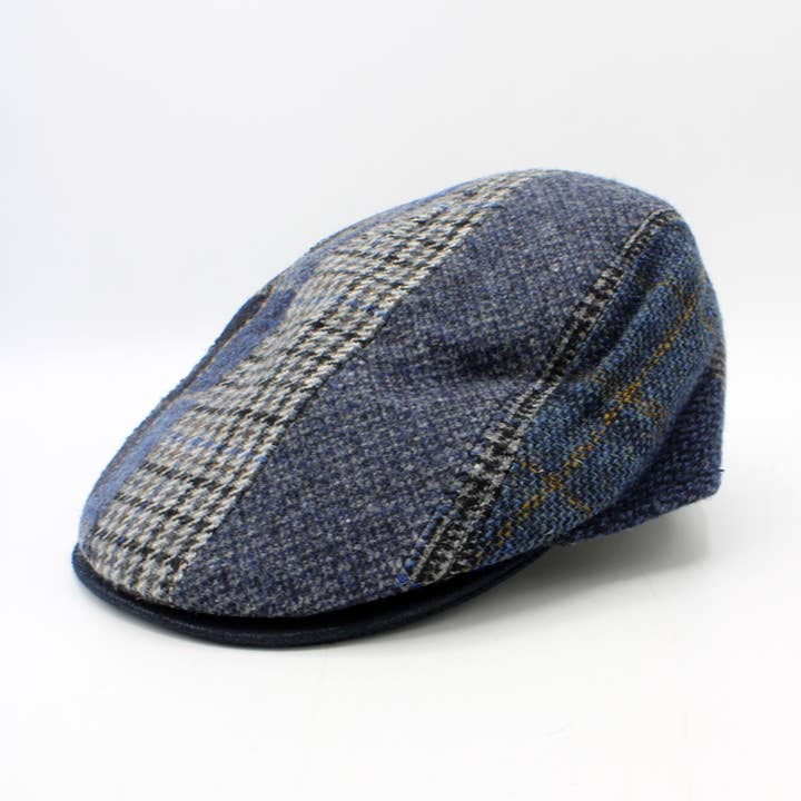 HO29MI – Blue Harris Tweed Patchwork Newsboy Cap – Italy for wholesale on Faire0