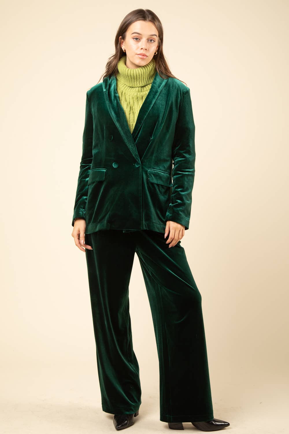 VERY J – wholesale Byxor - Dam – NP70304-hög midja sammet Holiday Party raka byxor10