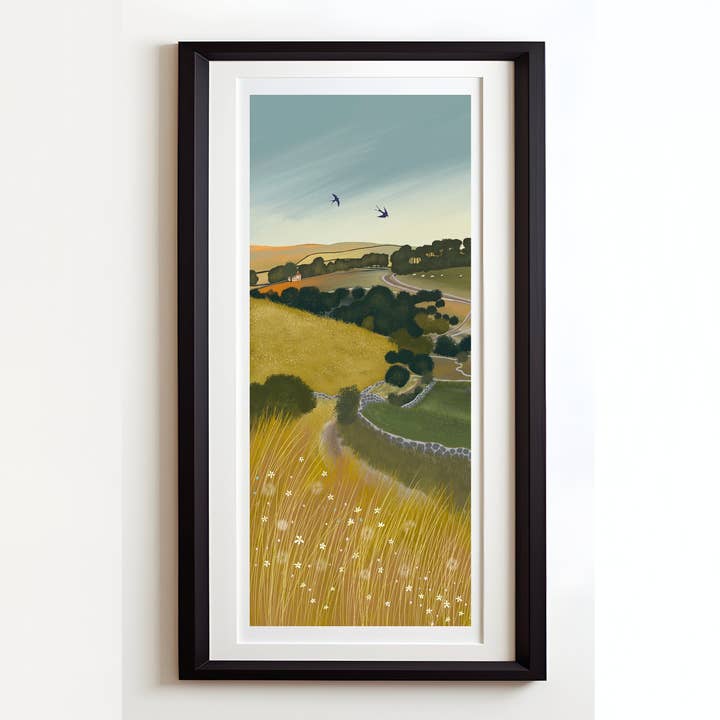 Wall Art. The Long & Winding Road, Summer Country Landscape. Giclee Art Print from an original artwork by Caroline Smith. Signed by artist for wholesale by Galloway Arts