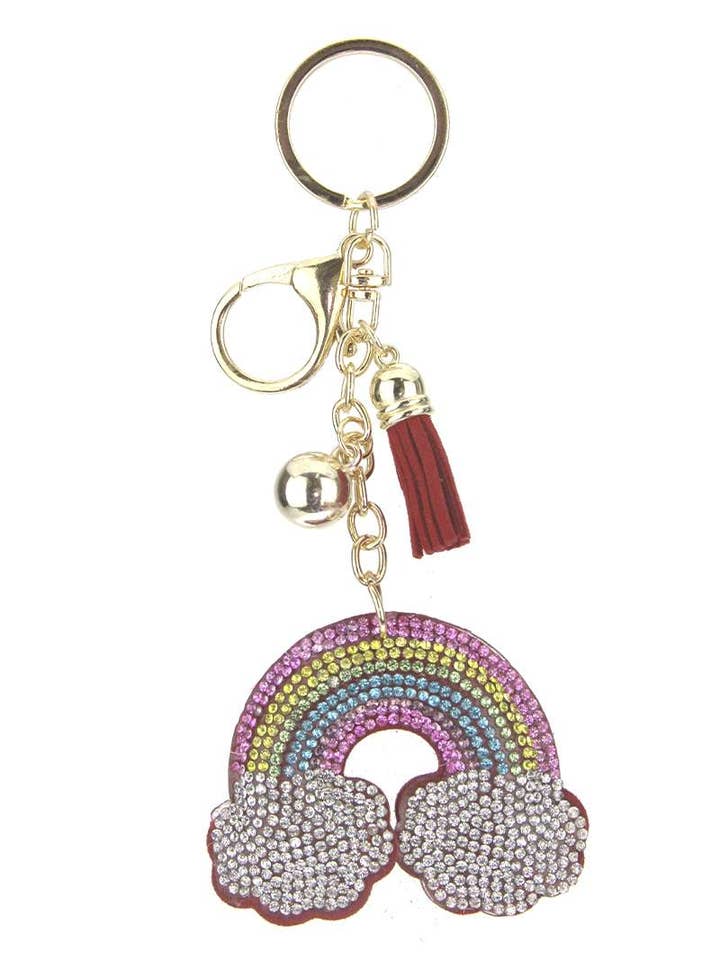 RHINESTONE RAINBOW CLOUD KEY CHAIN KC444X-143 for wholesale by anbfashion