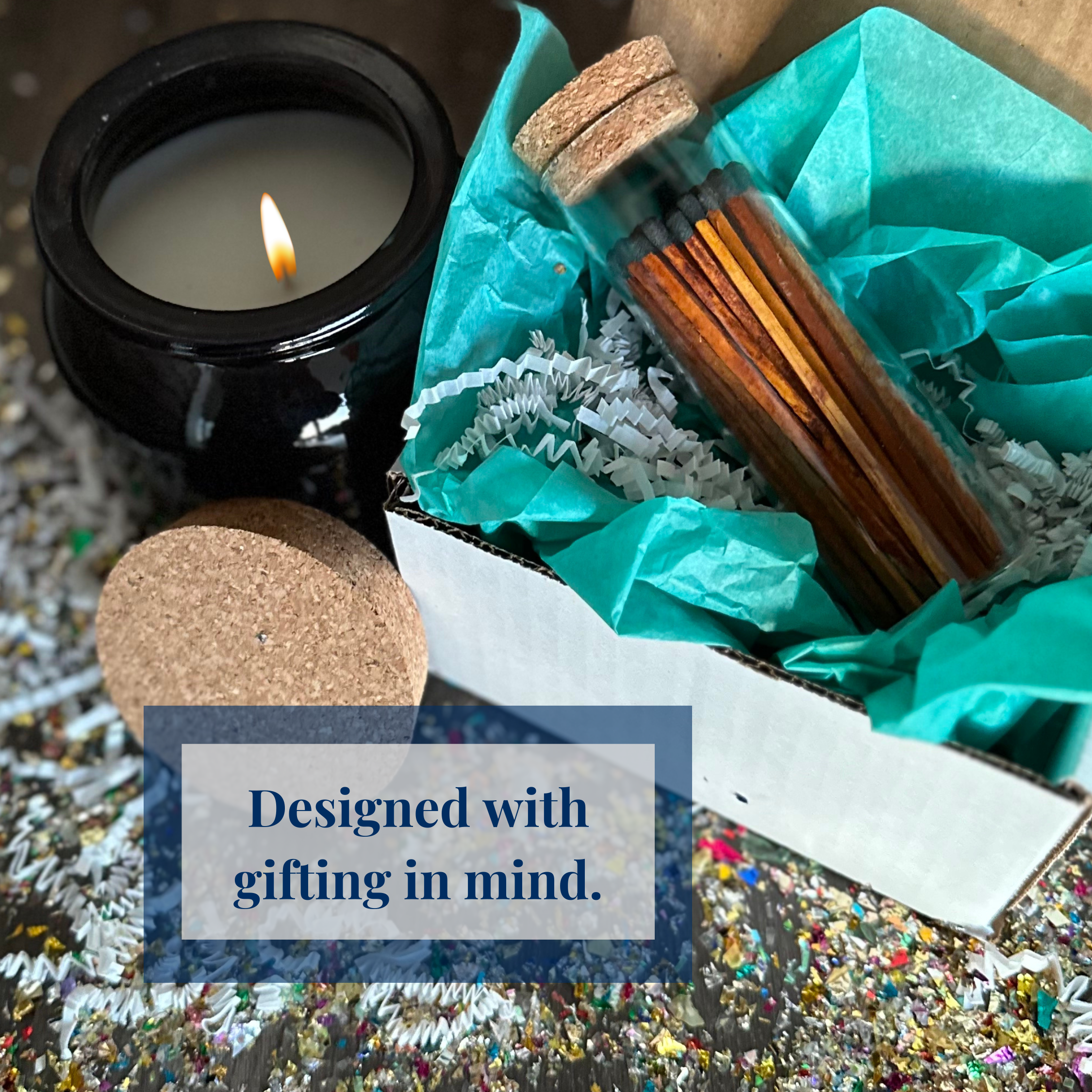 Thankful Greetings - Wholesale Matches - 4" Matches in Chic Cork Top Jar - Colors of Your Choice5