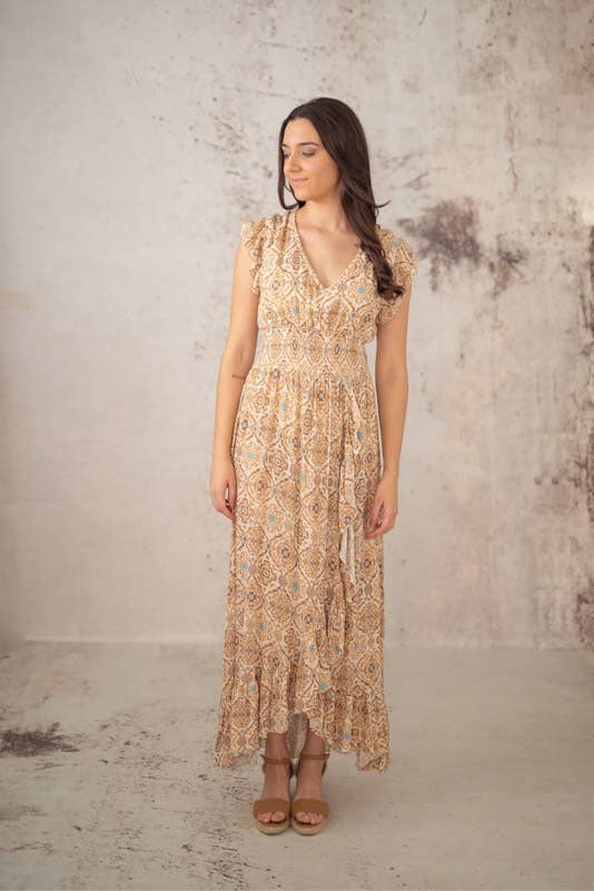 Lula Natura - Wholesale Dress - Women's - CARLOTA LONG BROWN DRESS2