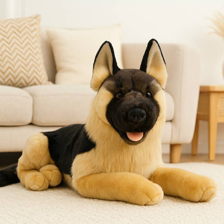 Bocchetta Plush Toys - Wholesale Pet Plush Toy - Dog - Kaiser - German Shepherd - 64cm lying, black face1
