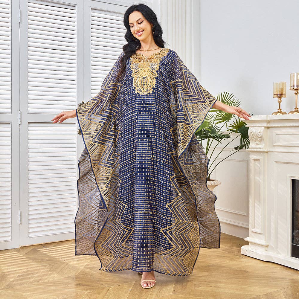 Blue 2025 NEW Dubai Abaya Dress Embroidered Elegance for wholesale on Faire24