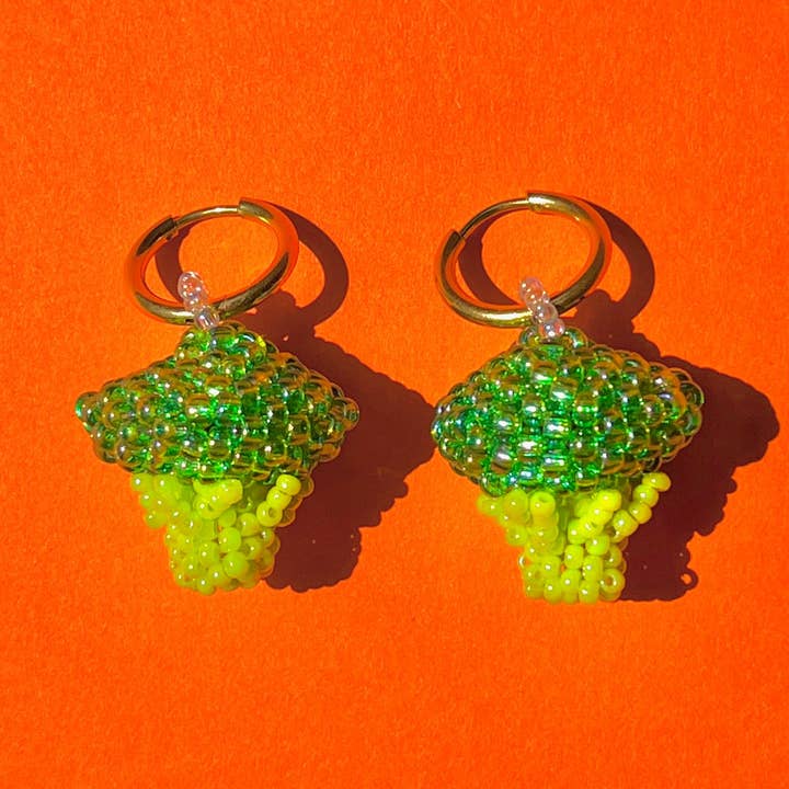 BEADED BROCCOLI EARRINGS for wholesale by Dream Song