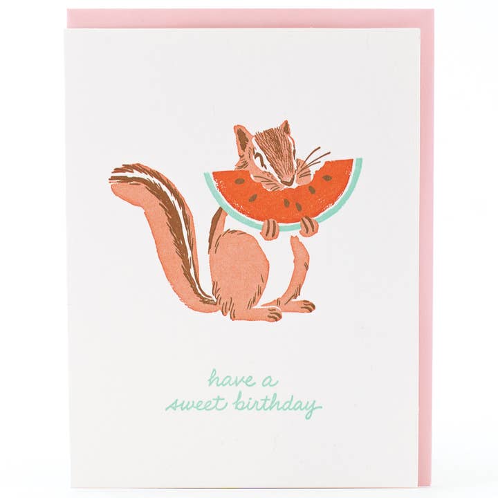 Smudge Ink - Wholesale Birthday Card - Sweet Chipmunk Birthday Card