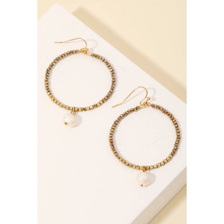 Anarchy Street - Wholesale Dangle Earrings - Beaded Circle Pearl Drop Earrings
