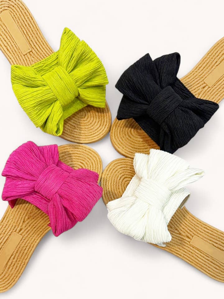 CCOCCI - Wholesale Sandals - Women's - ATHENA-50 CRINKLE FABRIC BIG RIBBON UPPER SANDALS
