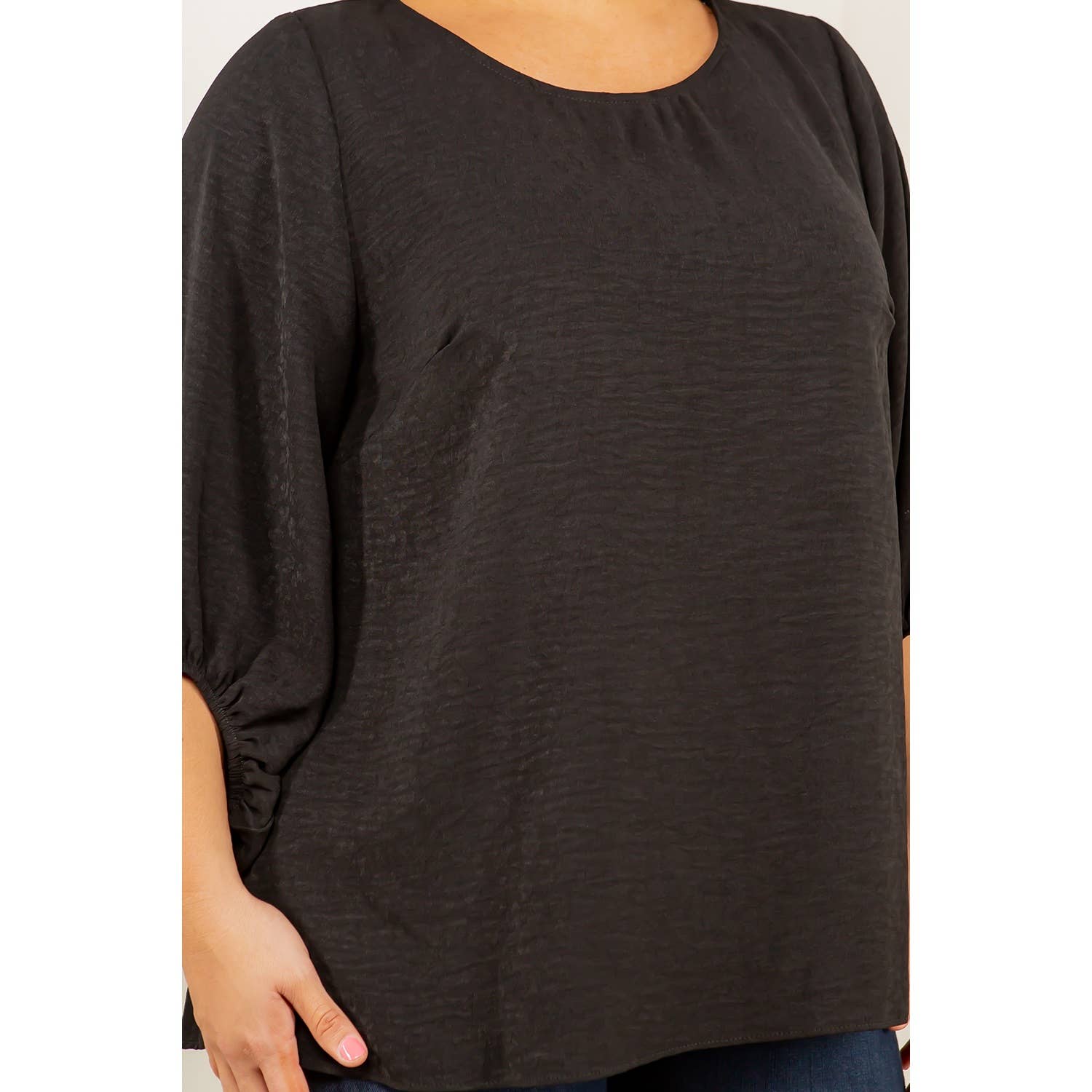 Curve Market – wholesale Blus - Dam – PLUS STORLEK JACQUARD LEOPARD BALLONG ÄRM BLUS4