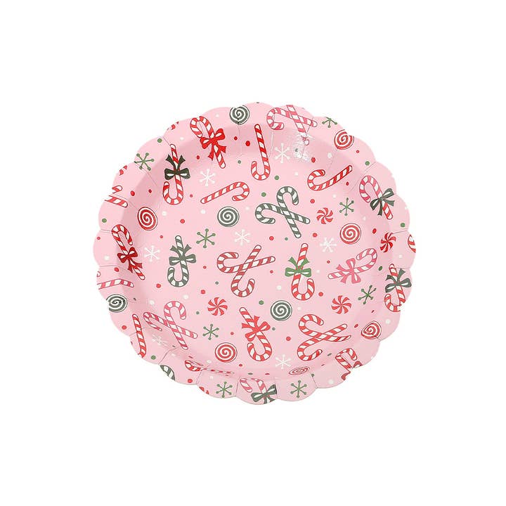 Sensibling Corp. - Vente Assiette jetable - 16PCS - Assiettes en papier petites à motif de canne à sucre de Noël1