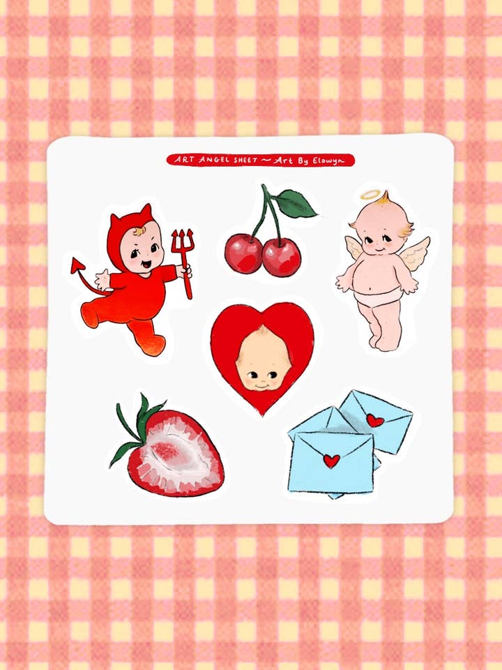 Mini Art Angel Sticker Sheets for wholesale by Art By Elowyn