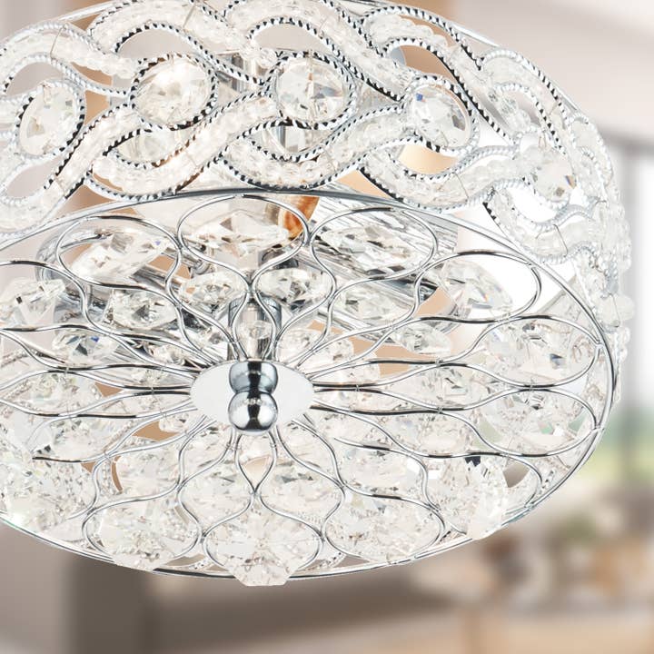 River of Goods - Wholesale Chandelier/Hanging Light - 11.5"W Dahlia Nickel 2-Light Semi-Flush Mount Ceiling Light6