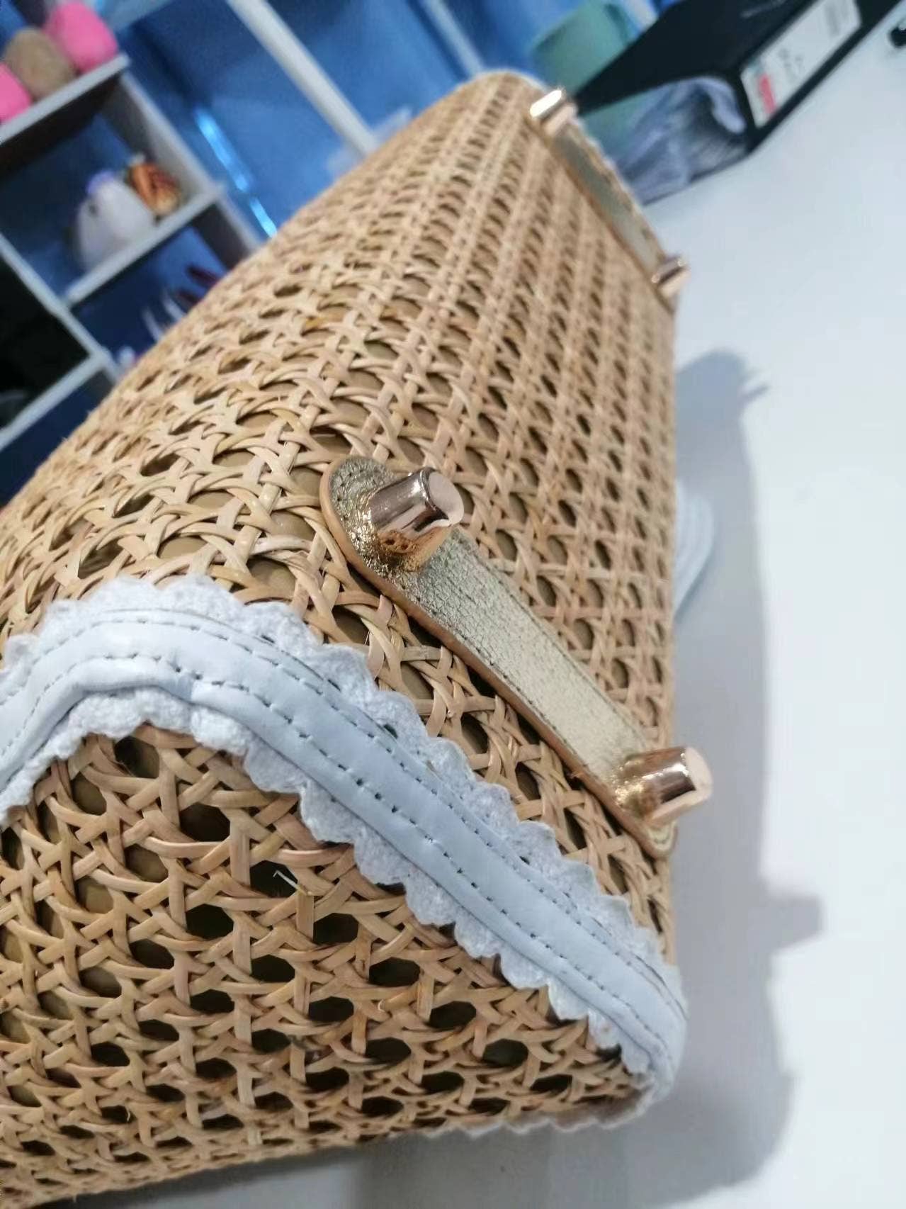 Paddle & Palm Pickleball - Wholesale Tote Bag - Women's - Pickleball Tote Bag, Cane, Leather, Bamboo and Custom Brass4