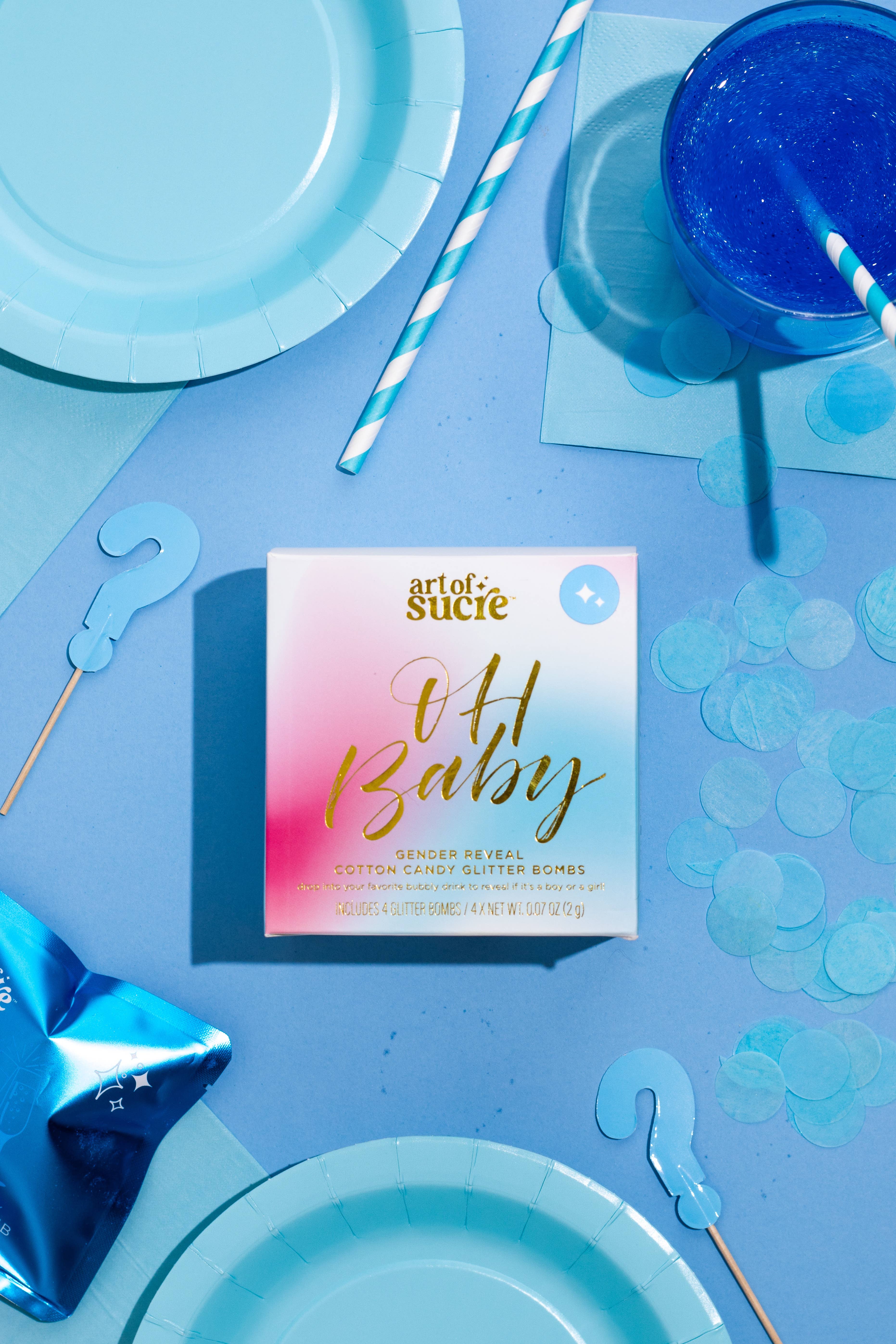 Art of Sucre - Wholesale Cotton Candy - Blue Gender Reveal Cotton Candy Drink Glitter Bombs1