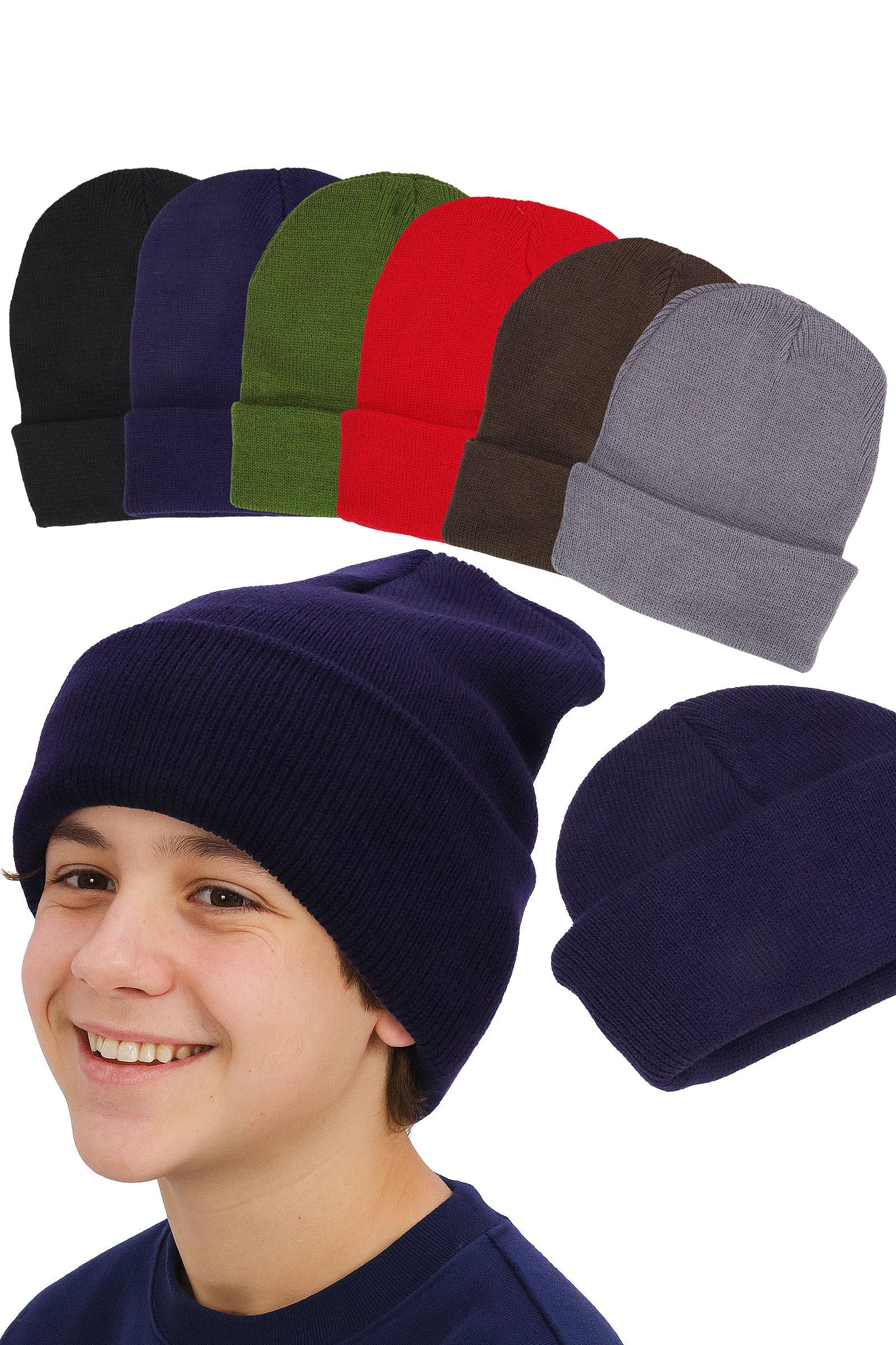 ASSORTED Dark Neutrals Acrylic Cuffed Classic Beanie for wholesale on Faire0