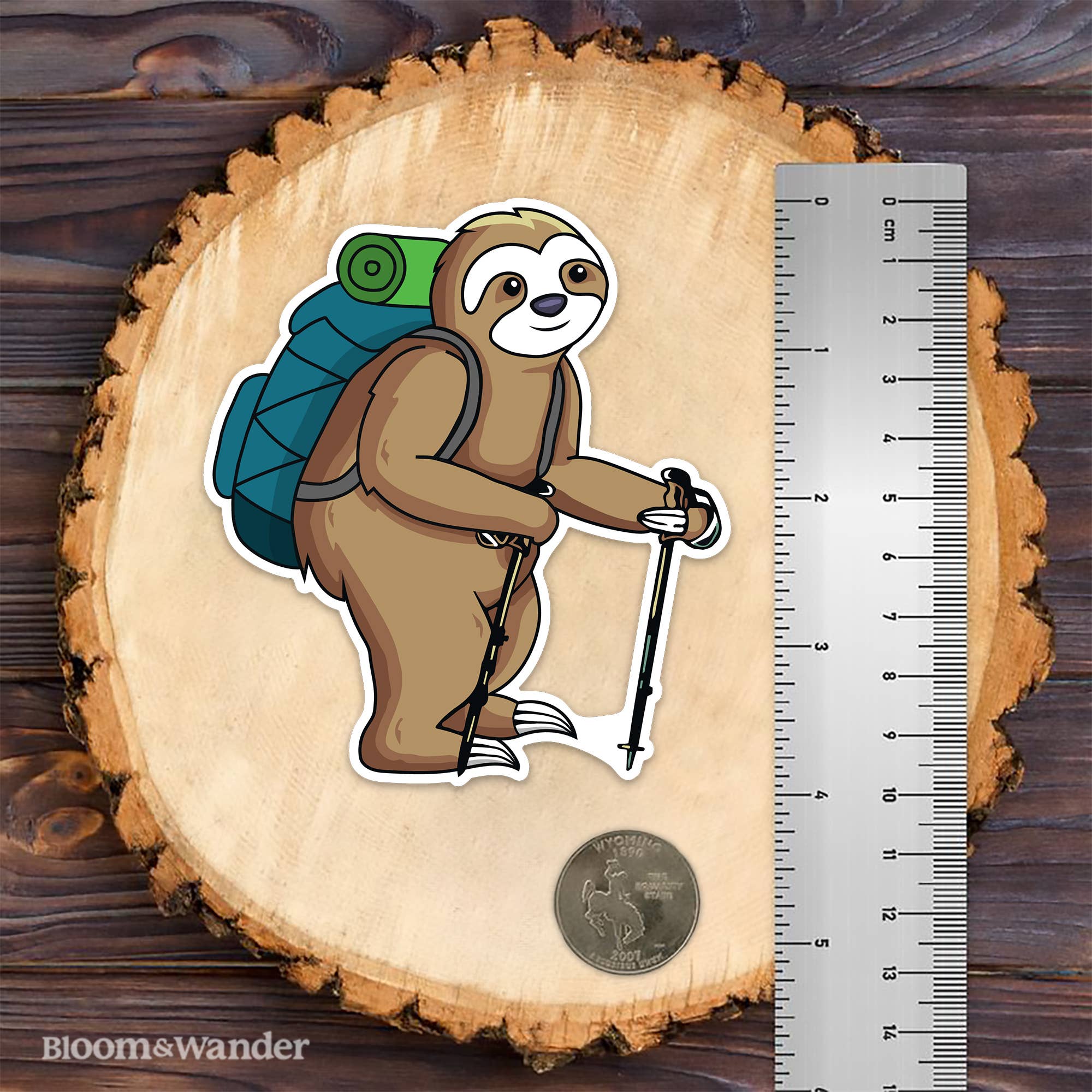 Bloom & Wander - Vente Autocollant - Autocollants Sloth Hiker | Randonnée lente | Camping en plein air en été2