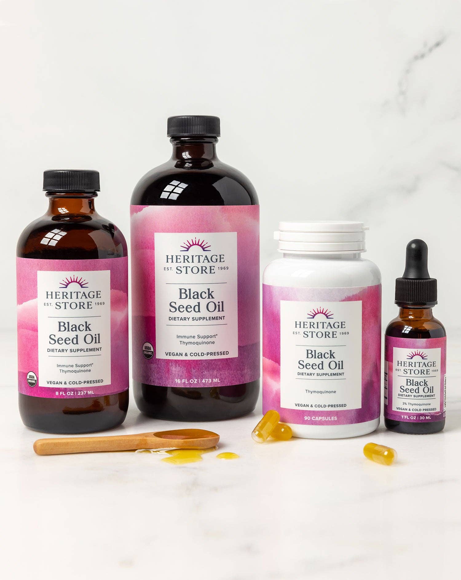 Heritage Store - Wholesale Oral Supplement/Vitamin - Black Seed Oil, Organic 8 oz/16 oz6