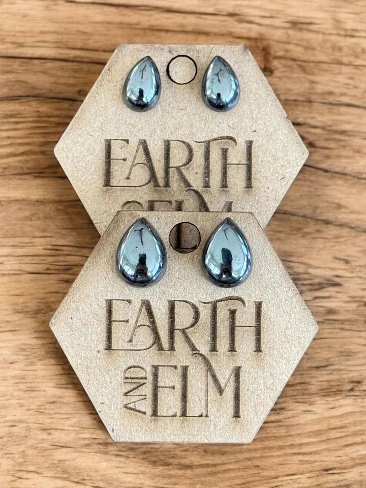 Hematite Pear Studs for wholesale by Earth & Elm