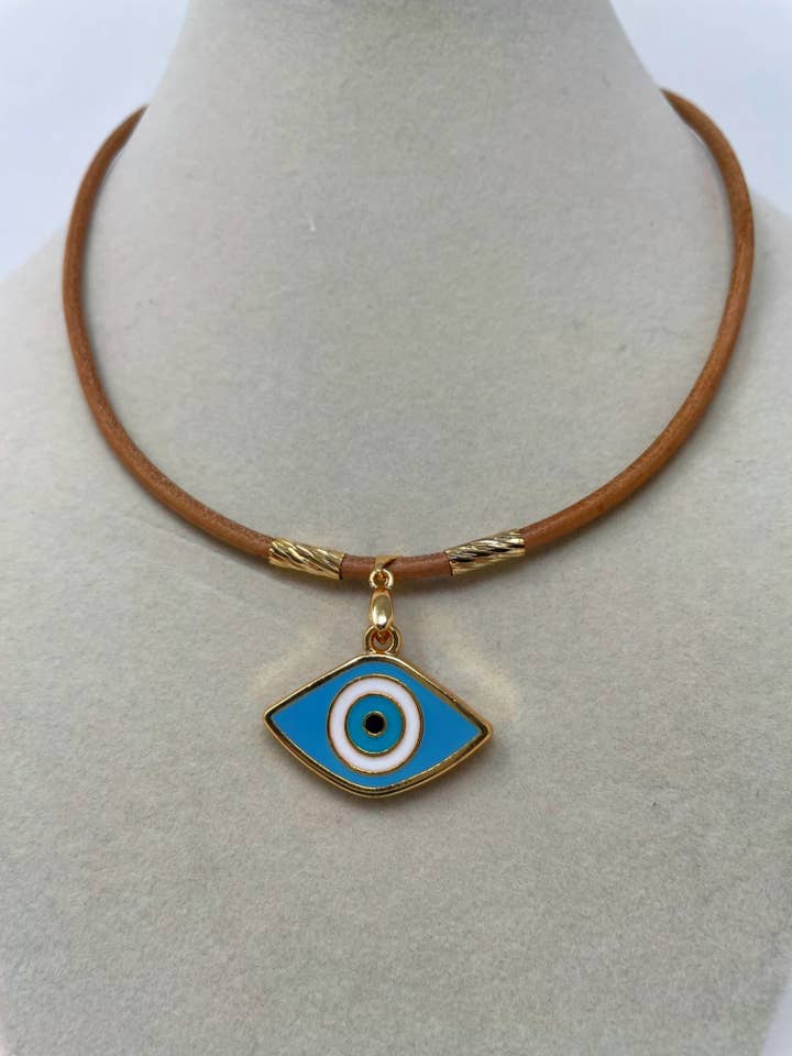 Leather Cord Protection Eye Necklace  for wholesale by Nai Gifts