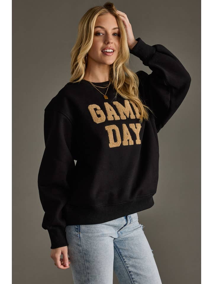 Panache Apparel Co. - Wholesale Graphic Sweatshirt - Women's - Black Game Day Sweatshirt5