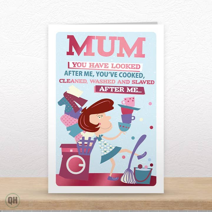 Funny Mother's Day Card - Cooked, Cleaned, Washed for wholesale by Quitting Hollywood
