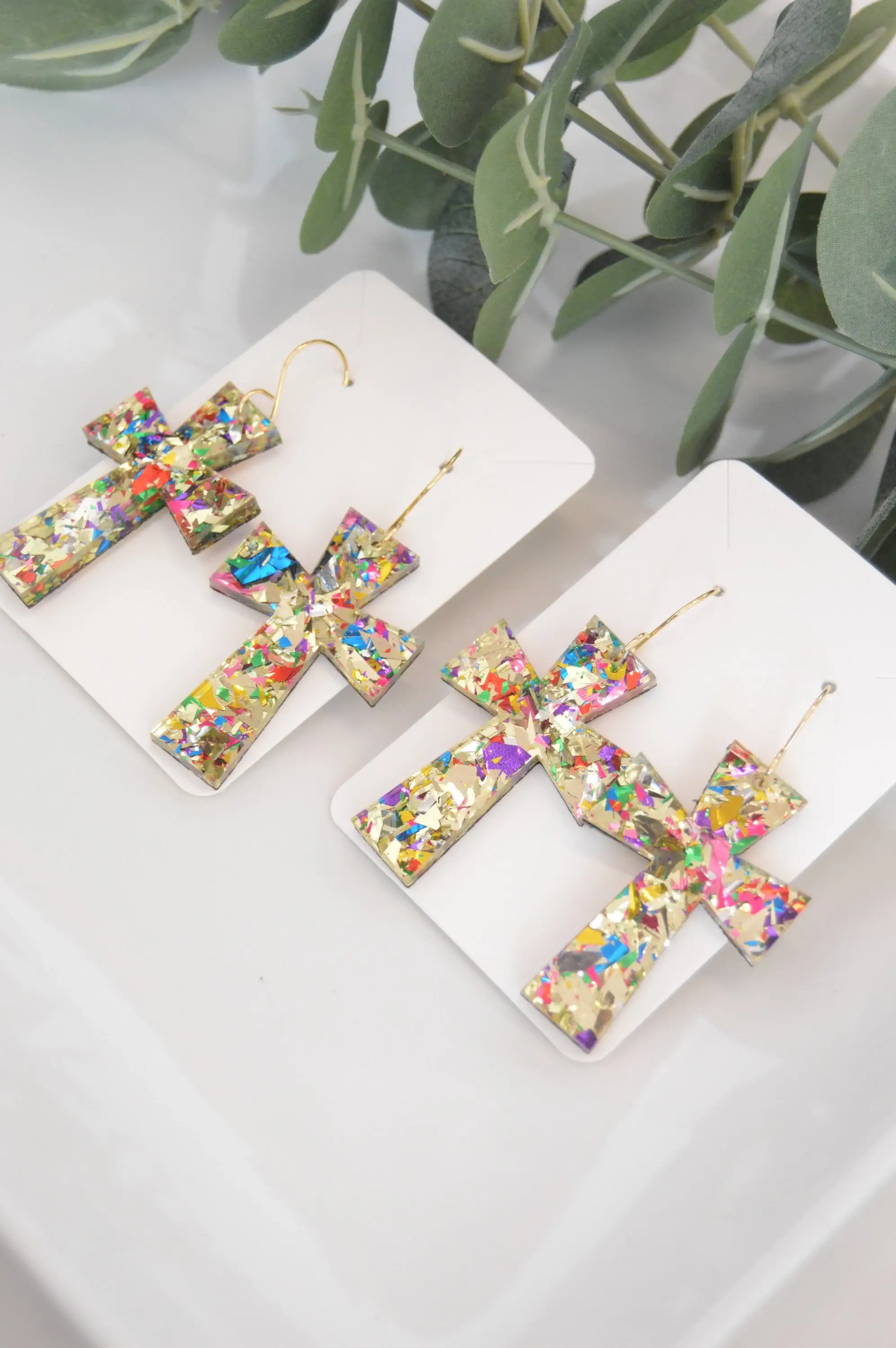 The Adorned Fox – wholesale Dangle earrings – Germanic Cross Confetti Earrings, Gold Confetti Earrings5