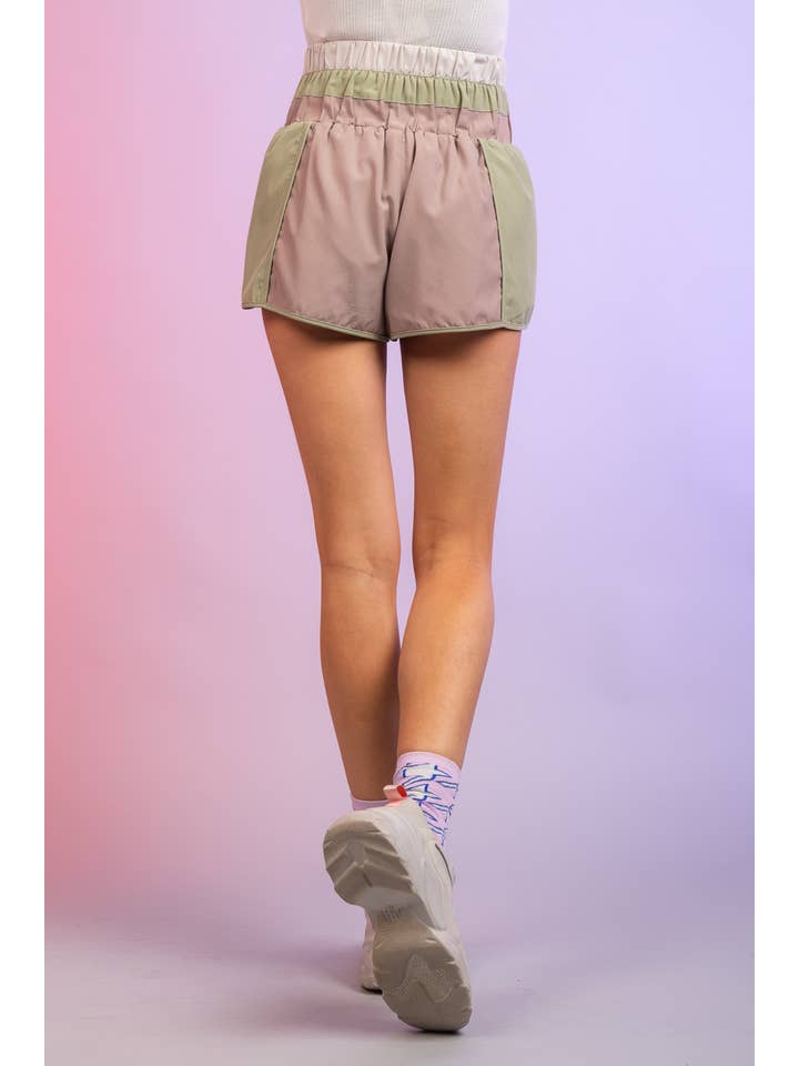 VERY J - Wholesale Athletic Shorts - Women's - NP70162-Color Blocked Active Shorts2