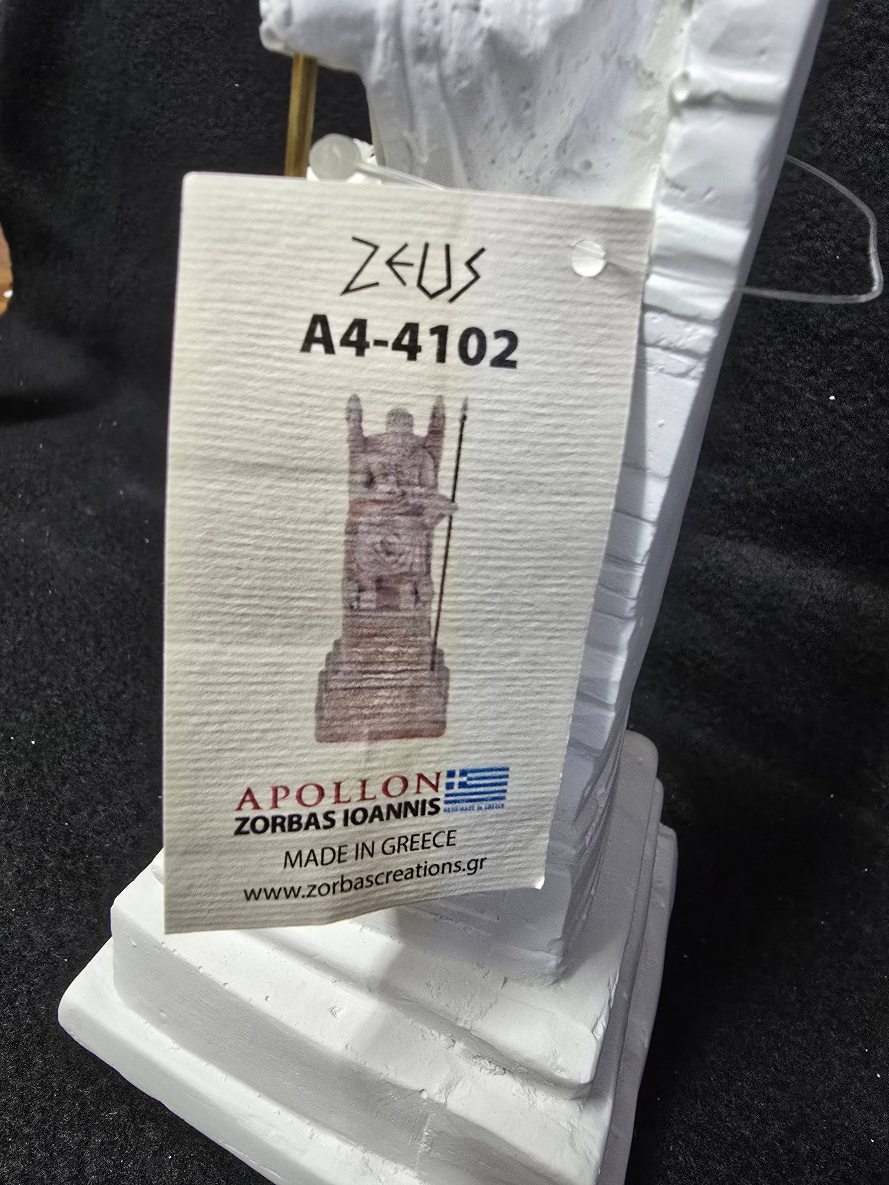 2 Greeks Inc - Wholesale Sculpture - Zeus Alabaster Statue – Seated on Throne with Metal Spear4