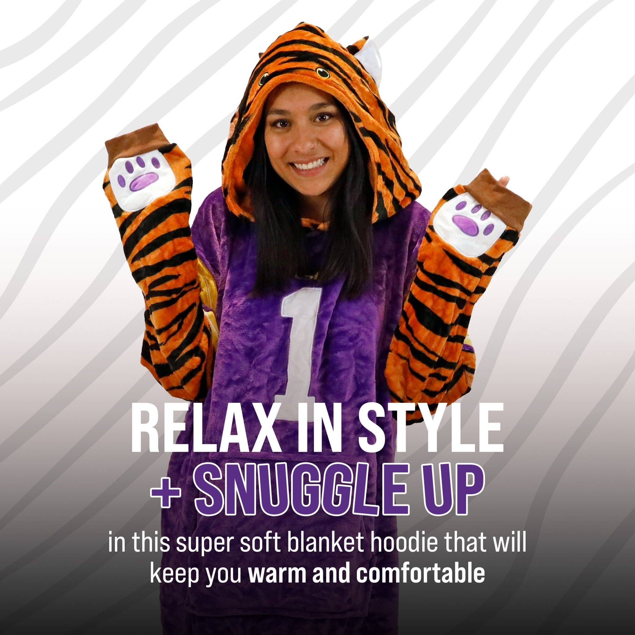 OrangeOnions - Wholesale Hoodie - Unisex - Louisiana State University Mike The Tiger Blanket Hoodie3