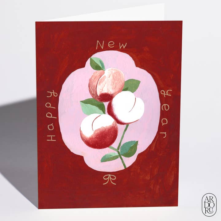 Carte du Nouvel An chinois — « Pêches porte-bonheur » pour la vente par ArdorU