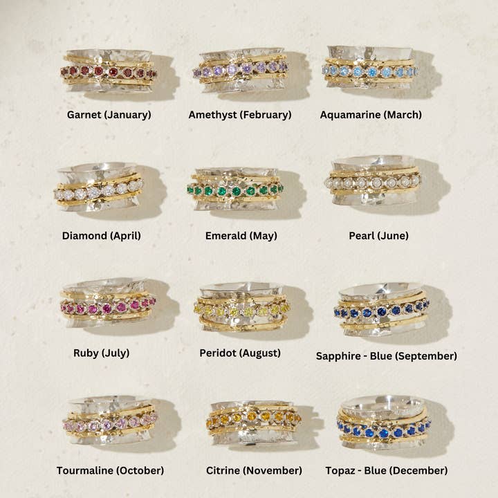 Ideaure Jewelry - Wholesale Multi-Stone Ring - Aria Spinner Ring - Garnet1