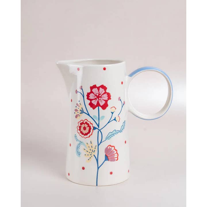 Pichet en céramique peint à la main Arunya, multicolore, 7,8 x 3,5 pouces pour la vente par Casa Amarosa