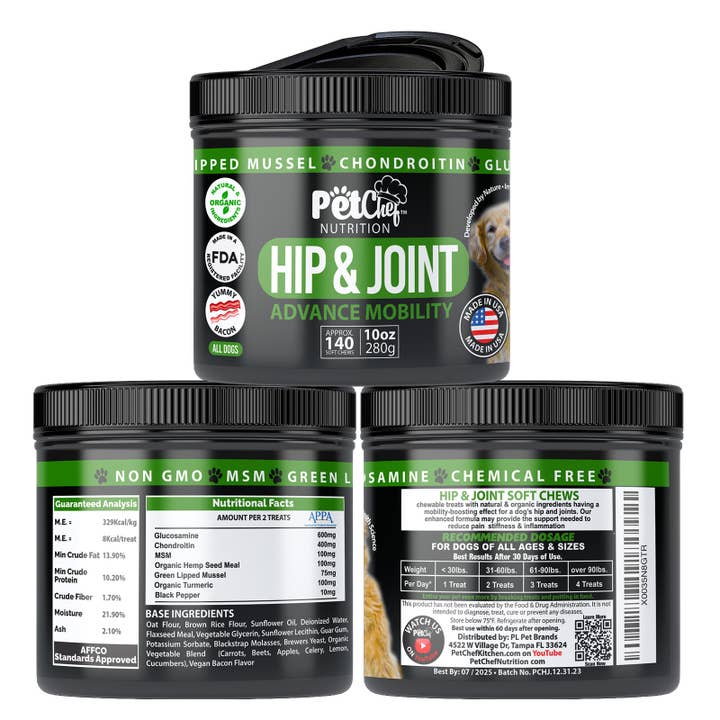 Pet Chef HIP & JOINT Soft Chew Supplements 140ct 10oz for wholesale by Global Private Brands
