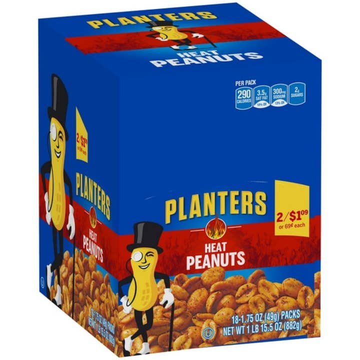 Planters Heat Peanuts 1.75oz - 18ct for wholesale by I Got Your Candy