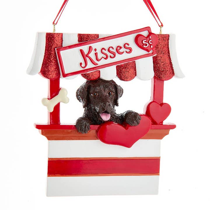 4"BROWN LAB RETRIEVER KISSING BOOTH for wholesale by Kurt S. Adler, Inc.