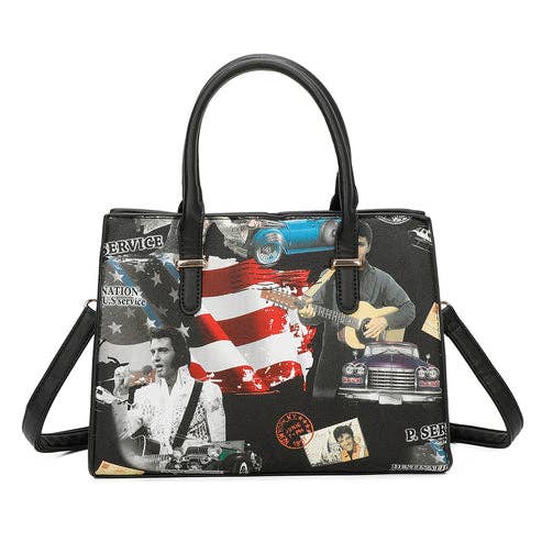 Ellas Trading - Venta al por mayor Bolsa de asa- Mujer - Bolso tote clásico con asa superior estilo Elvis Presley5