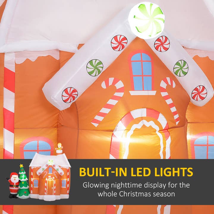 39F Inc. - Wholesale Inflatables - 7FT Inflatable Gingerbread House with Santa and Tree Lights5