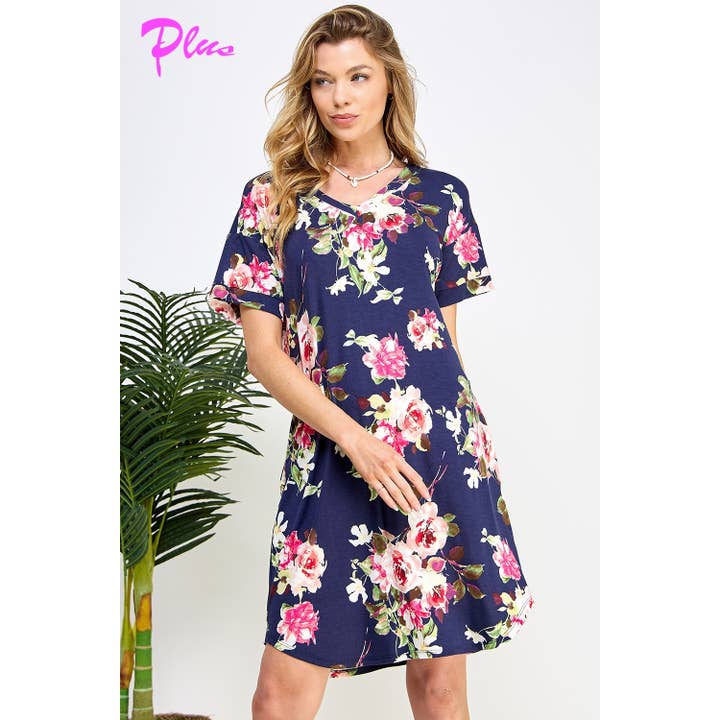 ROBE DROITE À IMPRIMÉ FLORAL PLUS pour la vente par 1clique co.