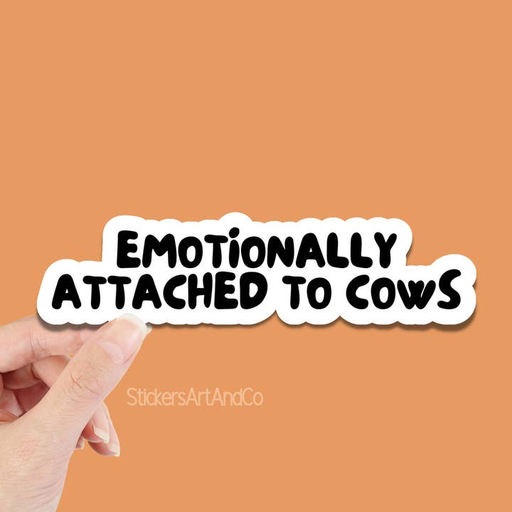 Autocollant Emotional Attached to Cows/Imperméable pour la vente par Stickers Art & Co