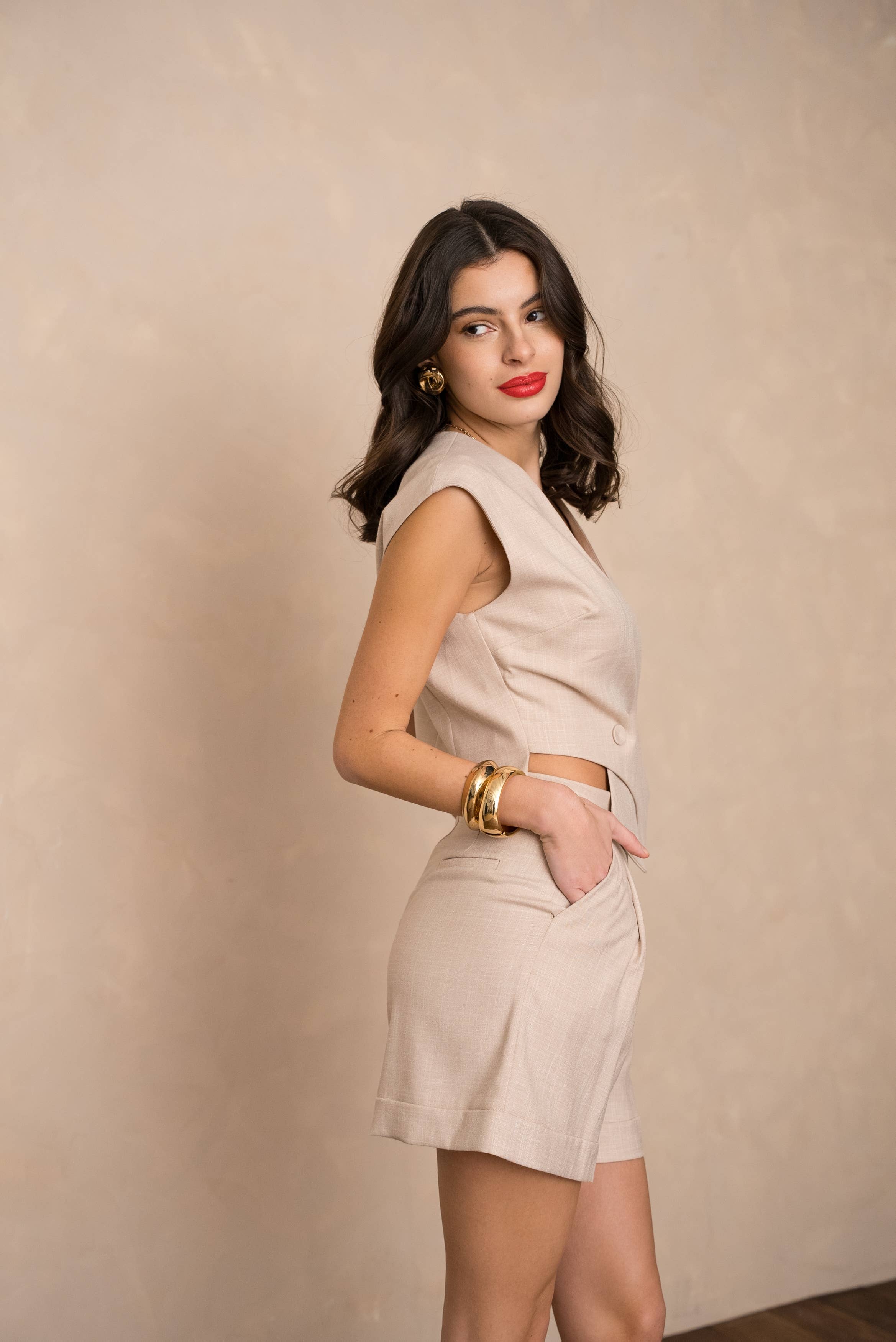 LULUMARY - Vendita all'ingrosso Gilè elegante - Donna - Gilet smanicato doppiopetto GL00315