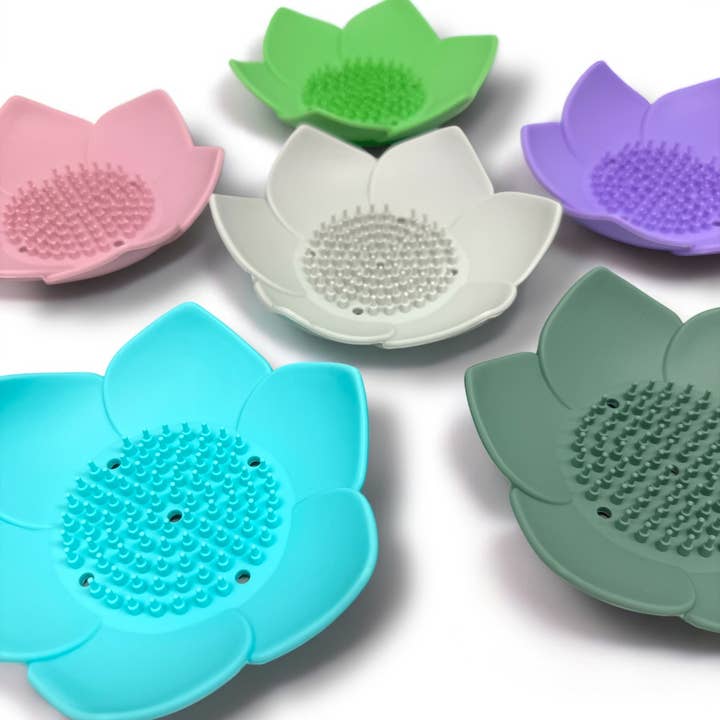 Relax Away Essentials - Wholesale Bath Soap Dish - Shower Steamer Tray - Lotus Shape - Flexible Silicone